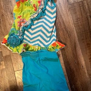 Bonnie Baby Floral and Chevron Kids Matching Set - Blue and Green